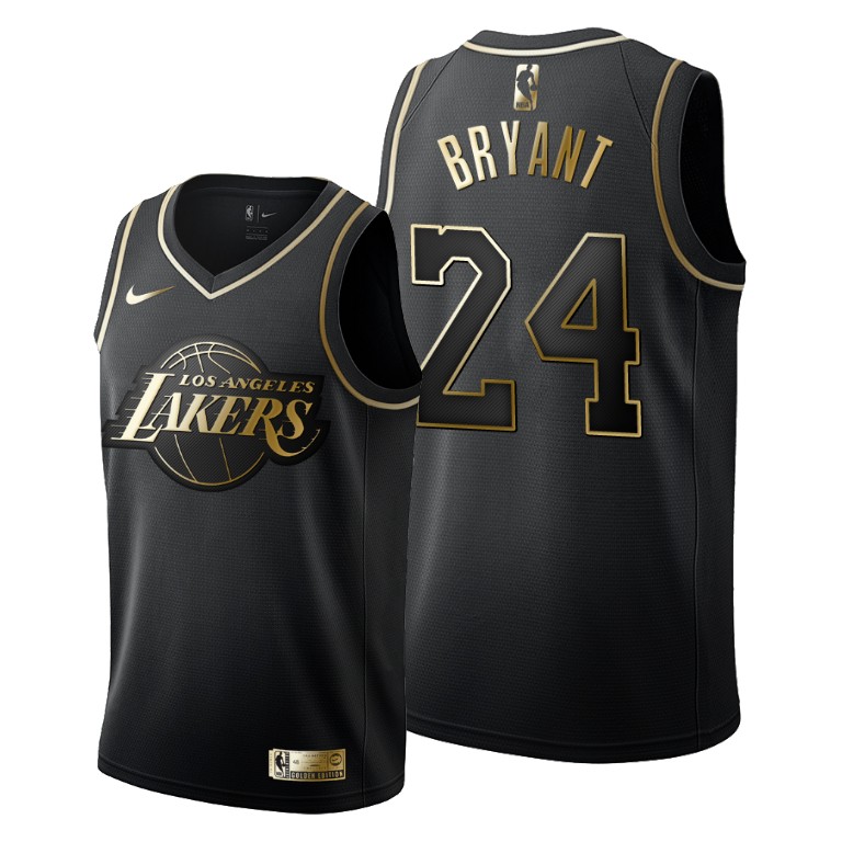 Men's Los Angeles Lakers Kobe Bryant #24 NBA Honors Mamba Golden Golden Edition Black Basketball Jersey UQO0883VX